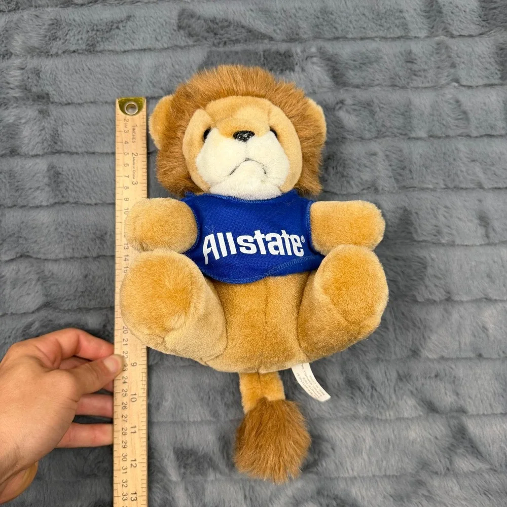 Vintage Allstate Insurance Logo Bear Plush Lion Blue Shirt 1987 1992 Promo 8.5in